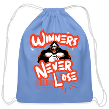 Load image into Gallery viewer, Winners Never Lose Cotton Drawstring Bag - carolina blue