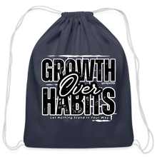 Load image into Gallery viewer, Growth Over Habits Cotton Drawstring Bag - navy