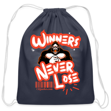 Load image into Gallery viewer, Winners Never Lose Cotton Drawstring Bag - navy