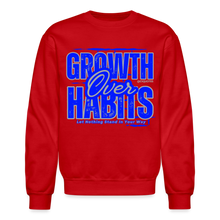 Load image into Gallery viewer, Growth Over Habits Crewneck Sweatshirt (Blue Print) - red
