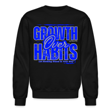 Load image into Gallery viewer, Growth Over Habits Crewneck Sweatshirt (Blue Print) - black