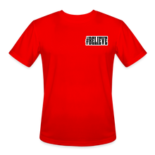 Load image into Gallery viewer, Believe Moisture Wicking Performance T-Shirt (Black Print) - red