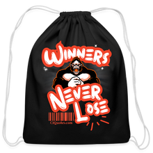 Load image into Gallery viewer, Winners Never Lose Cotton Drawstring Bag - black