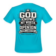Load image into Gallery viewer, God Knows Best Moisture Wicking Performance T-Shirt - turquoise