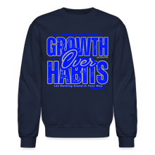 Load image into Gallery viewer, Growth Over Habits Crewneck Sweatshirt (Blue Print) - navy