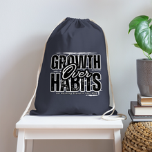 Load image into Gallery viewer, Growth Over Habits Cotton Drawstring Bag - navy