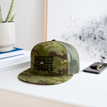Load image into Gallery viewer, Success Over Excuses Trucker Hat (Black Print) - MultiCam\green