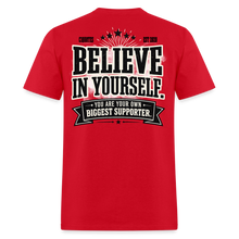 Load image into Gallery viewer, Believe T-Shirt (White Outline) - red