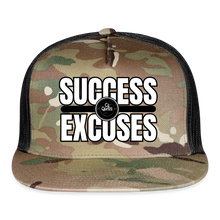 Load image into Gallery viewer, Success Over Excuses Trucker Hat (White Print) - MultiCam\black
