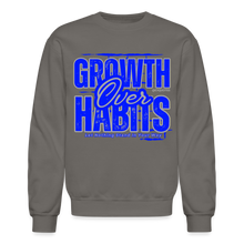 Load image into Gallery viewer, Growth Over Habits Crewneck Sweatshirt (Blue Print) - asphalt gray