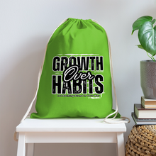 Load image into Gallery viewer, Growth Over Habits Cotton Drawstring Bag - clover