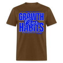 Load image into Gallery viewer, Growth Over Habits Unisex Classic T-Shirt (Blue Print) - brown