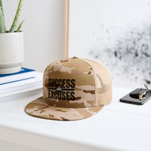 Load image into Gallery viewer, Success Over Excuses Trucker Hat (Black Print) - MultiCam\tan