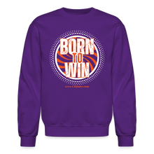 Load image into Gallery viewer, Born To Win Crewneck Sweatshirt (White) - purple