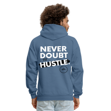 Load image into Gallery viewer, Never Doubt Hoodie (White Print) - denim blue