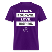 Load image into Gallery viewer, Learn, Educate Unisex Classic T-Shirt (White Print) - purple