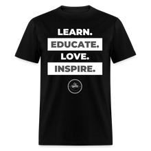 Load image into Gallery viewer, Learn, Educate Unisex Classic T-Shirt (White Print) - black