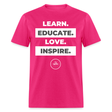 Load image into Gallery viewer, Learn, Educate Unisex Classic T-Shirt (White Print) - fuchsia