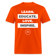 Load image into Gallery viewer, Learn, Educate Unisex Classic T-Shirt (White Print) - orange