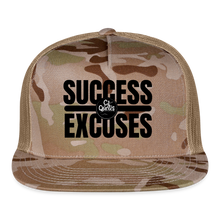 Load image into Gallery viewer, Success Over Excuses Trucker Hat (Black Print) - MultiCam\tan

