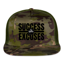 Load image into Gallery viewer, Success Over Excuses Trucker Hat (Black Print) - MultiCam\green
