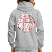 Load image into Gallery viewer, Be The Change Men's Hoodie (Red Line) - heather gray