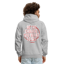 Load image into Gallery viewer, Be The Change Men's Hoodie (Red Line) - heather gray