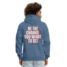 Load image into Gallery viewer, Be The Change Men's Hoodie (Red Line) - denim blue