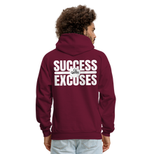 Load image into Gallery viewer, Success Over Excuses Men's Hoodie (White Print) - burgundy