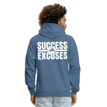 Load image into Gallery viewer, Success Over Excuses Men's Hoodie (White Print) - denim blue