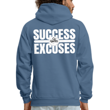 Load image into Gallery viewer, Success Over Excuses Men's Hoodie (White Print) - denim blue