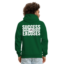 Load image into Gallery viewer, Success Over Excuses Men's Hoodie (White Print) - forest green