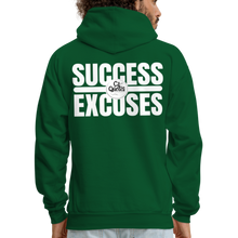 Load image into Gallery viewer, Success Over Excuses Men's Hoodie (White Print) - forest green