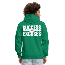 Load image into Gallery viewer, Success Over Excuses Men's Hoodie (White Print) - kelly green