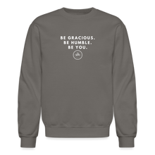 Load image into Gallery viewer, Be Gracious Sweatshirt (White Print) - asphalt gray