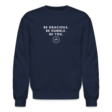 Load image into Gallery viewer, Be Gracious Sweatshirt (White Print) - navy