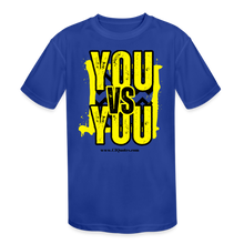 Load image into Gallery viewer, You vs You (Yellow w/ Black Outline) Kids' Moisture Wicking Performance T-Shirt - royal blue
