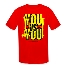 Load image into Gallery viewer, You vs You (Yellow w/ Black Outline) Kids' Moisture Wicking Performance T-Shirt - red