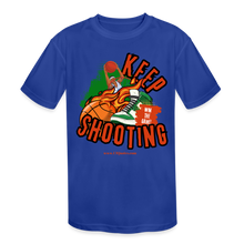 Load image into Gallery viewer, Keep Shooting Kids' Moisture Wicking Performance T-Shirt - royal blue