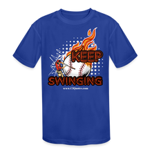 Load image into Gallery viewer, Keep Swinging Kids' Moisture Wicking Performance T-Shirt - royal blue
