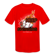 Load image into Gallery viewer, Keep Swinging Kids' Moisture Wicking Performance T-Shirt - red