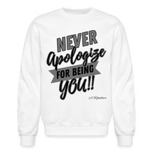 Load image into Gallery viewer, Never Apologize Sweatshirt (Gray Print) - white