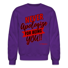 Load image into Gallery viewer, Never Apologize Sweatshirt (Red Print) - purple