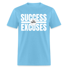 Load image into Gallery viewer, Success Over Excuses Unisex Classic T-Shirt (White Lettering) - aquatic blue