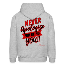 Load image into Gallery viewer, Never Apologize Hoodie (Red) - heather gray