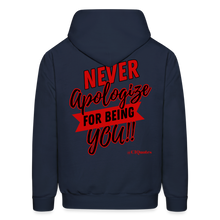 Load image into Gallery viewer, Never Apologize Hoodie (Red) - navy