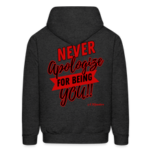 Load image into Gallery viewer, Never Apologize Hoodie (Red) - charcoal grey