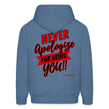 Load image into Gallery viewer, Never Apologize Hoodie (Red) - denim blue