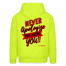 Load image into Gallery viewer, Never Apologize Hoodie (Red) - safety green