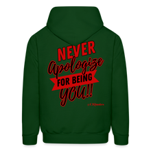 Load image into Gallery viewer, Never Apologize Hoodie (Red) - forest green